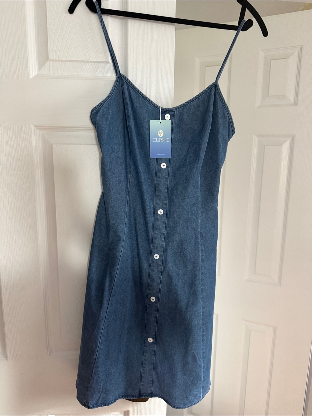 Cupshe Dark Blue Denim Button-Front Mini Dress